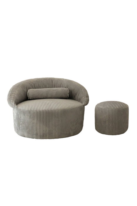 Atelier Del Sofa Juego de Sofá de 1 Plaza y Pouffe Antracita